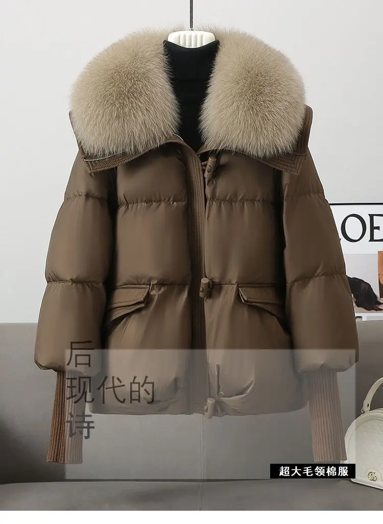 2026 Autumn Winter New Big Fur collar Cotton Jacket Women's Short Korean version Loose Thick Coats Female Warm Parka Overcoat