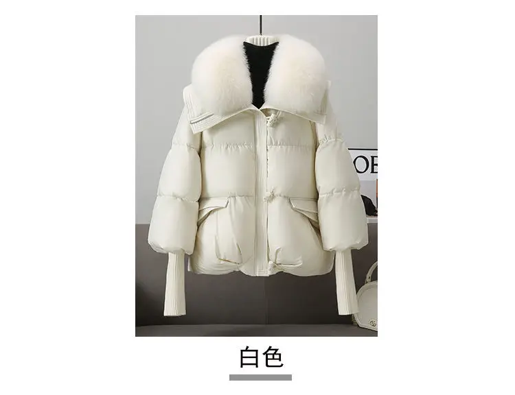 2026 Autumn Winter New Big Fur collar Cotton Jacket Women's Short Korean version Loose Thick Coats Female Warm Parka Overcoat