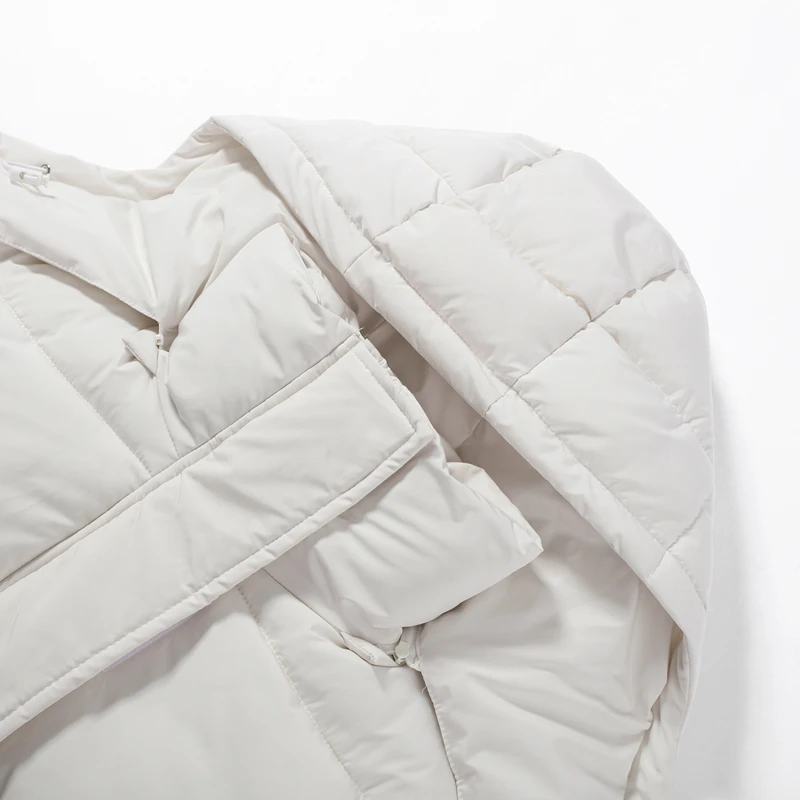 Casual Women's Puffy Hooded Cotton Coat Loose Long Sleeve Pockets Zipper Padded Coats 2026 Winter Lady Drawstring Warm Jackets