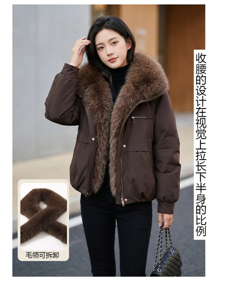 Parkas Women Winter Jacket New Big Fur Collar Pie Overcome Ladies Cotton Clothes Thicke Warm Cotton Padded Jacket Coat Outerwear