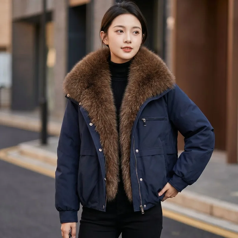Parkas Women Winter Jacket New Big Fur Collar Pie Overcome Ladies Cotton Clothes Thicke Warm Cotton Padded Jacket Coat Outerwear