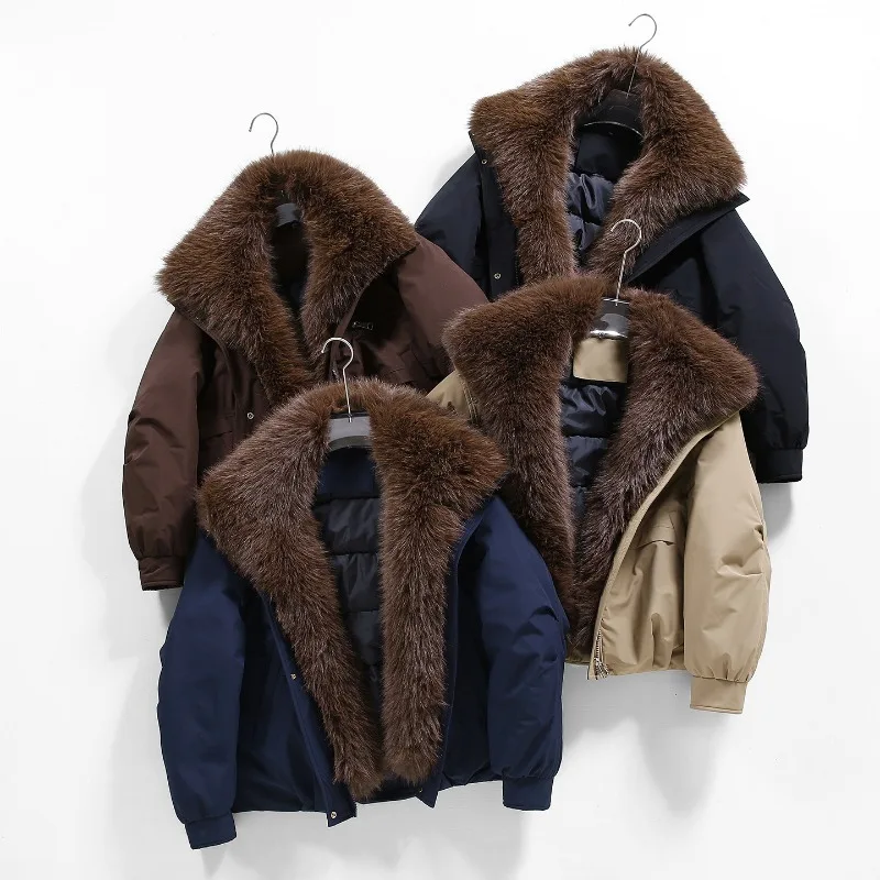 Parkas Women Winter Jacket New Big Fur Collar Pie Overcome Ladies Cotton Clothes Thicke Warm Cotton Padded Jacket Coat Outerwear