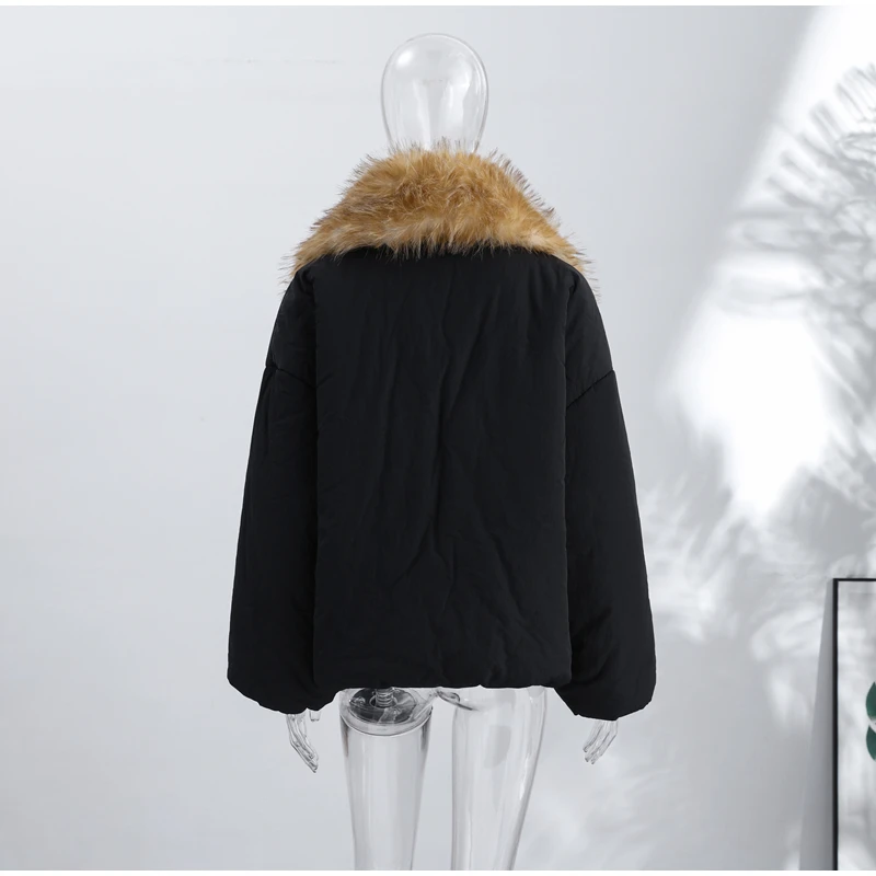 Women Long Puffer Coat Faux Fur Hood Drawstring Waist Zip Up Button Thick Warm Maxi Padded Jacket 2026 Winter Chic Casual Outfit