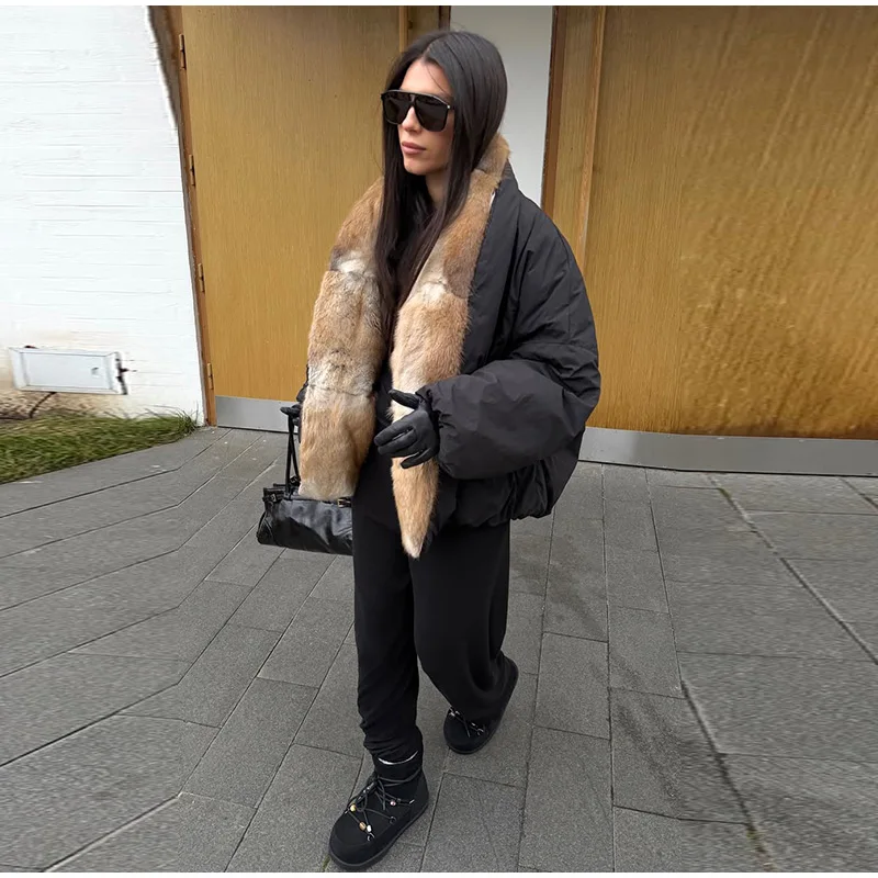 Women Long Puffer Coat Faux Fur Hood Drawstring Waist Zip Up Button Thick Warm Maxi Padded Jacket 2026 Winter Chic Casual Outfit