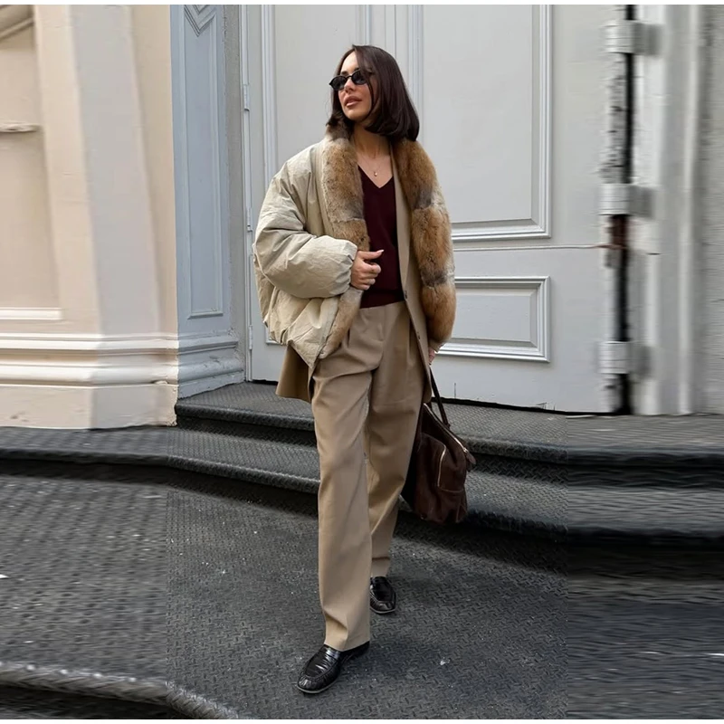 Women Long Puffer Coat Faux Fur Hood Drawstring Waist Zip Up Button Thick Warm Maxi Padded Jacket 2026 Winter Chic Casual Outfit