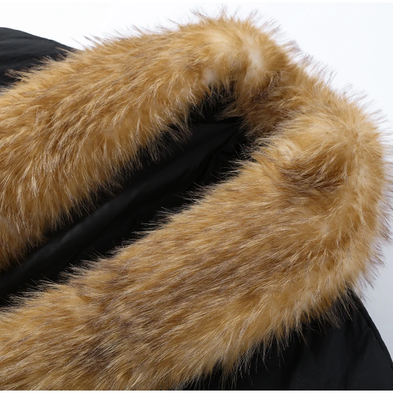 Women Long Puffer Coat Faux Fur Hood Drawstring Waist Zip Up Button Thick Warm Maxi Padded Jacket 2026 Winter Chic Casual Outfit