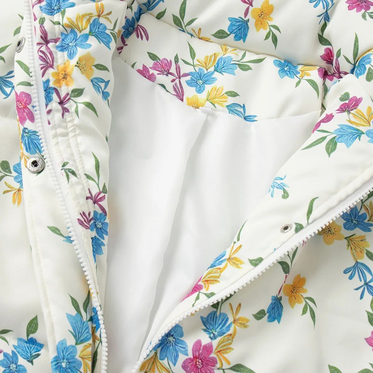 Yaminiya Fashion Thicken Women Puffer Jacket Oversize Stand Up Collar Zipper Floral Print Warm Cotton Filled Coat Autumn Winter