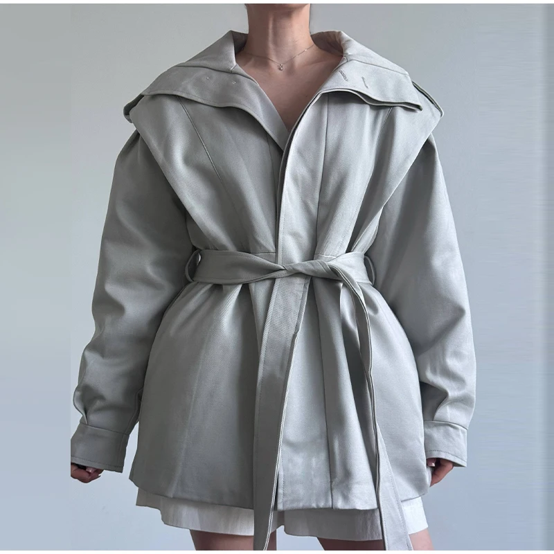 Women Kimono Style Padded Coat Lapel Collar Waist Belt Loose Mid‑Length Warm Cotton Jacket Casual Ladies 2026 Winter Outerwear