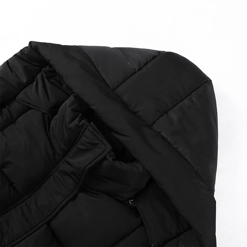 Fashion Hooded Lace Up Women's Long Cotton Jacket Loose Solid Zipper Stand Collar Warm Coat 2026 Winter Lady Thick Outwear New