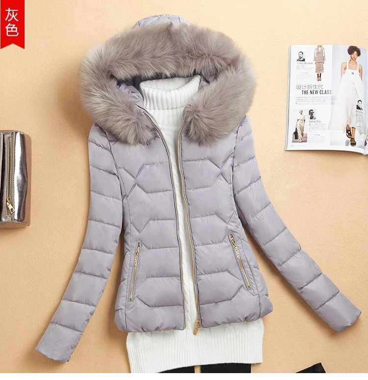 Women Winter Cotton Padded Jacket 2025 New Women Big Fur Collar Cotton Coat Warm Thicken Loose Hooded Parkas Winter Outwear