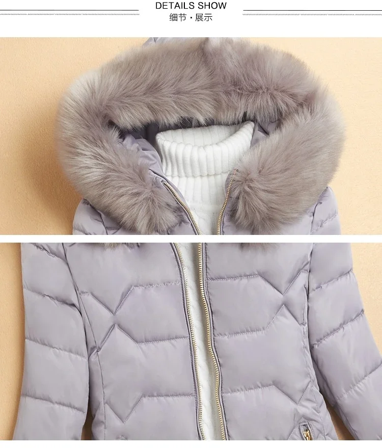 Women Winter Cotton Padded Jacket 2025 New Women Big Fur Collar Cotton Coat Warm Thicken Loose Hooded Parkas Winter Outwear