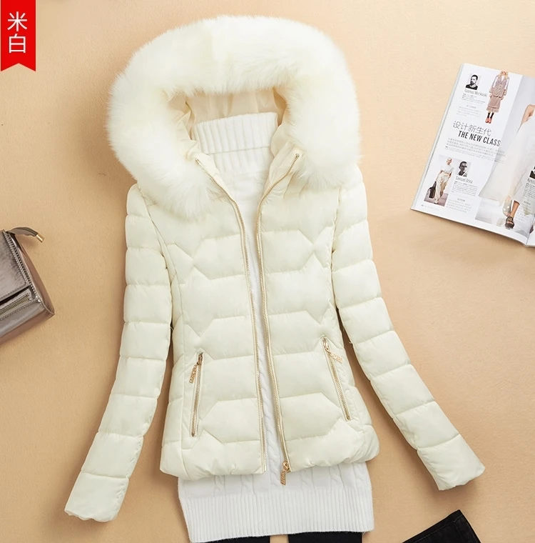 Women Winter Cotton Padded Jacket 2025 New Women Big Fur Collar Cotton Coat Warm Thicken Loose Hooded Parkas Winter Outwear