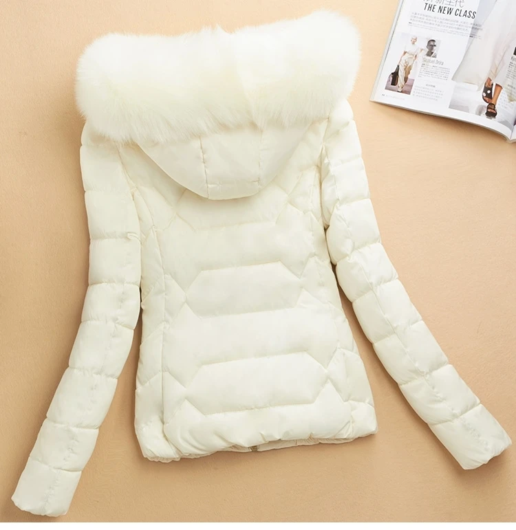 Women Winter Cotton Padded Jacket 2025 New Women Big Fur Collar Cotton Coat Warm Thicken Loose Hooded Parkas Winter Outwear