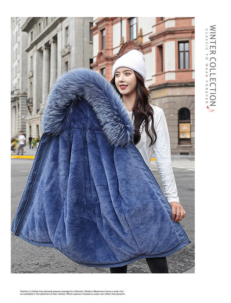 Women Hooded Parkas Coats Mid Lenth Jackets Oversize Solid Fur Collar Zipper Drawstring Loose Elegant Casual 2025 Autumn Winter