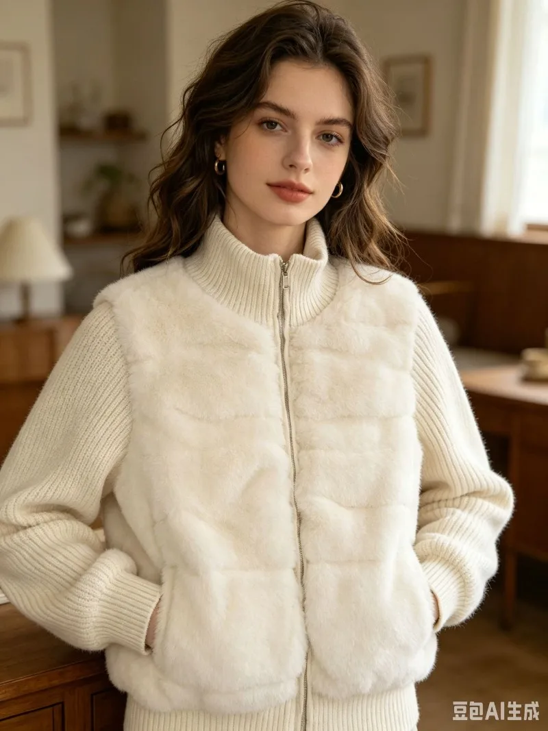 Women Winter Knitted Splicing Imitation Mink Cotton Padded Jacket 2026 New Warm Small Fragrance Jacket Female Parkas Outerwear