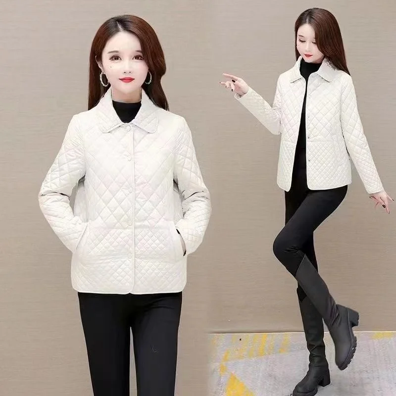 Mom's Outfit Splicing Together Winter Outwear Ladies Fashion Short ParkaTops Coat Spring Autumn Female Lingge Puffer Jacket
