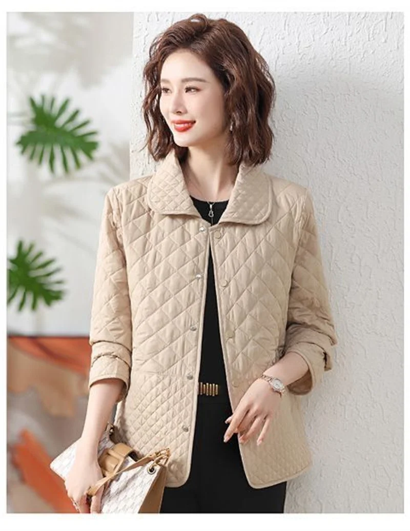 Mom's Outfit Splicing Together Winter Outwear Ladies Fashion Short ParkaTops Coat Spring Autumn Female Lingge Puffer Jacket
