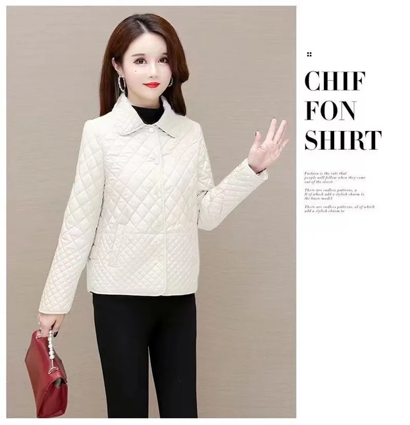 Mom's Outfit Splicing Together Winter Outwear Ladies Fashion Short ParkaTops Coat Spring Autumn Female Lingge Puffer Jacket