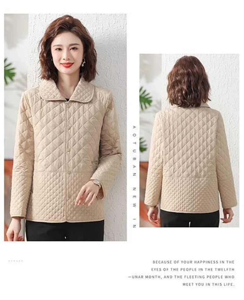 Mom's Outfit Splicing Together Winter Outwear Ladies Fashion Short ParkaTops Coat Spring Autumn Female Lingge Puffer Jacket