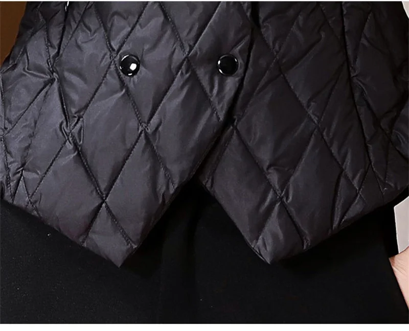 2025 Women Thin Parkas Coat Korean Female Long Sleeves Cotton Padded Jacket Winter Ladies Double-breasted Collar Puffer Outwear