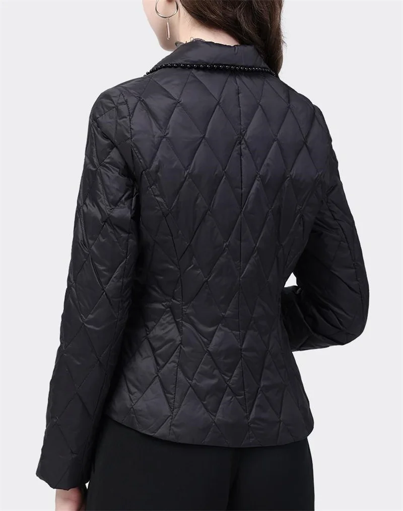 2025 Women Thin Parkas Coat Korean Female Long Sleeves Cotton Padded Jacket Winter Ladies Double-breasted Collar Puffer Outwear