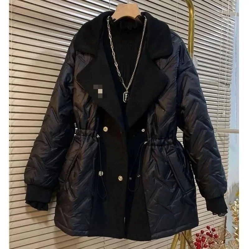 2025 Autumn Winter New Cotton Jacket Women Slimming Concealing Thicken Warm Parkas Waist Fashion Cotton Coat Female Casual Tops