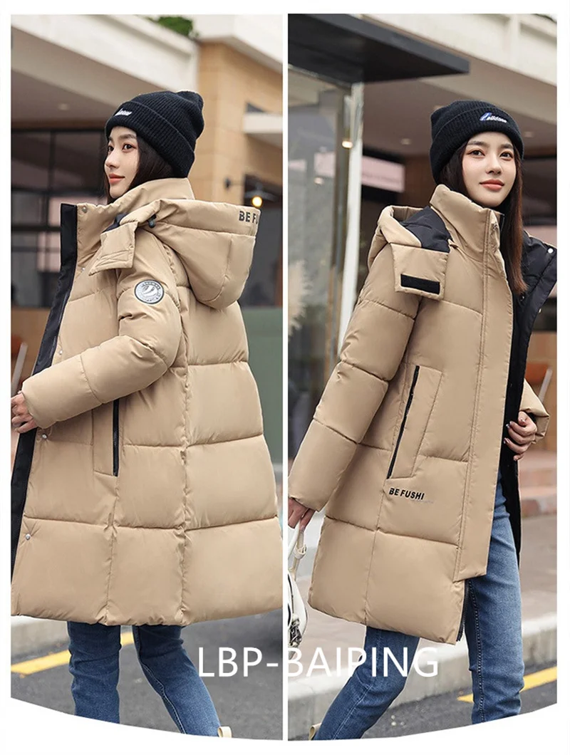 2026 New Winter Jacket Women Parka Fashion Hooded Thick Warm Long Down Cotton Coat Parkas Female Casual Outwear Overcoat Ladies