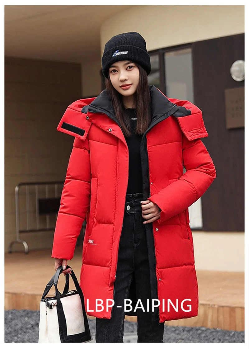 2026 New Winter Jacket Women Parka Fashion Hooded Thick Warm Long Down Cotton Coat Parkas Female Casual Outwear Overcoat Ladies