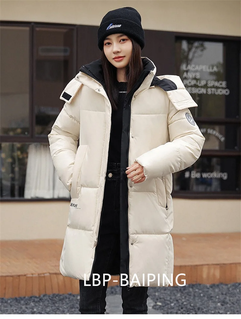 2026 New Winter Jacket Women Parka Fashion Hooded Thick Warm Long Down Cotton Coat Parkas Female Casual Outwear Overcoat Ladies