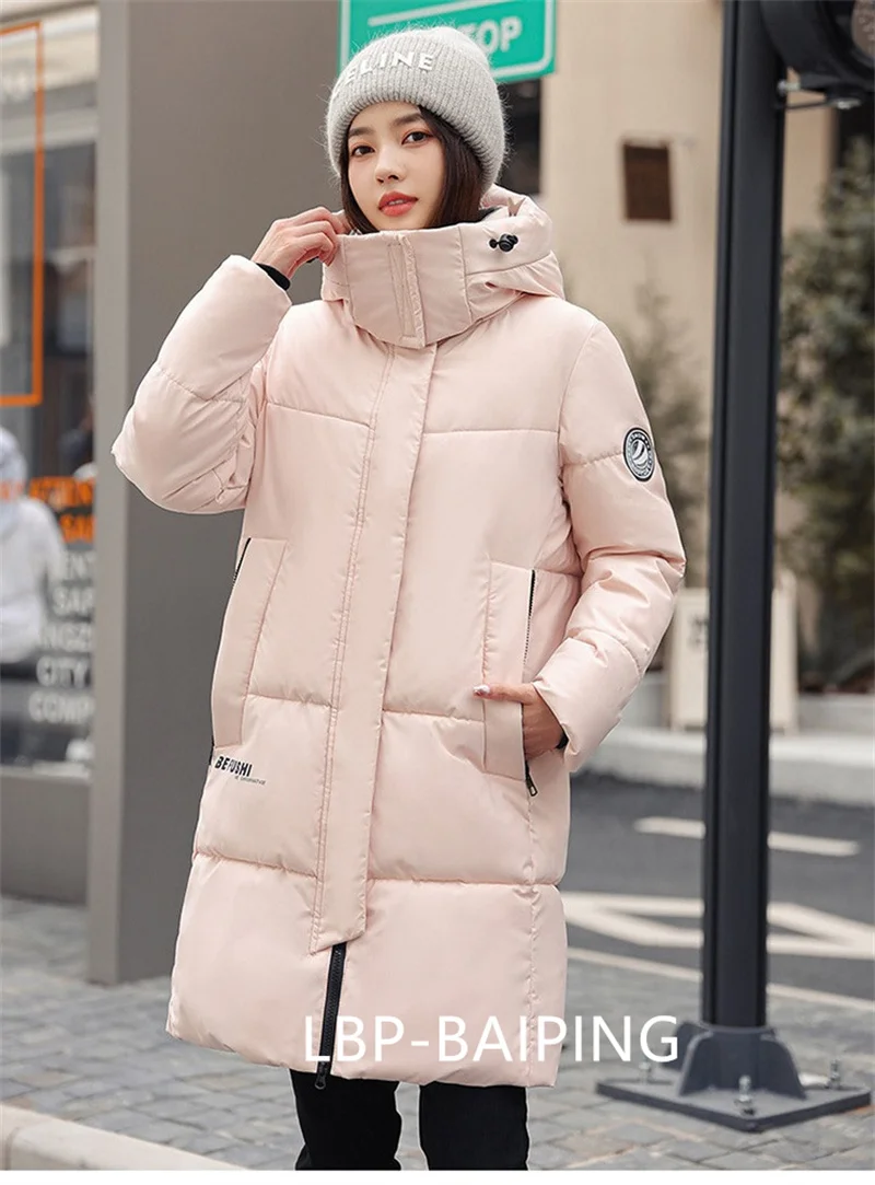 2026 New Winter Jacket Women Parka Fashion Hooded Thick Warm Long Down Cotton Coat Parkas Female Casual Outwear Overcoat Ladies