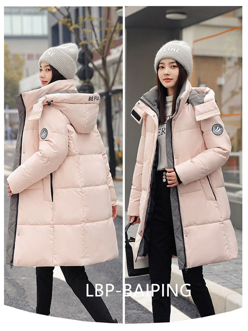 2026 New Winter Jacket Women Parka Fashion Hooded Thick Warm Long Down Cotton Coat Parkas Female Casual Outwear Overcoat Ladies