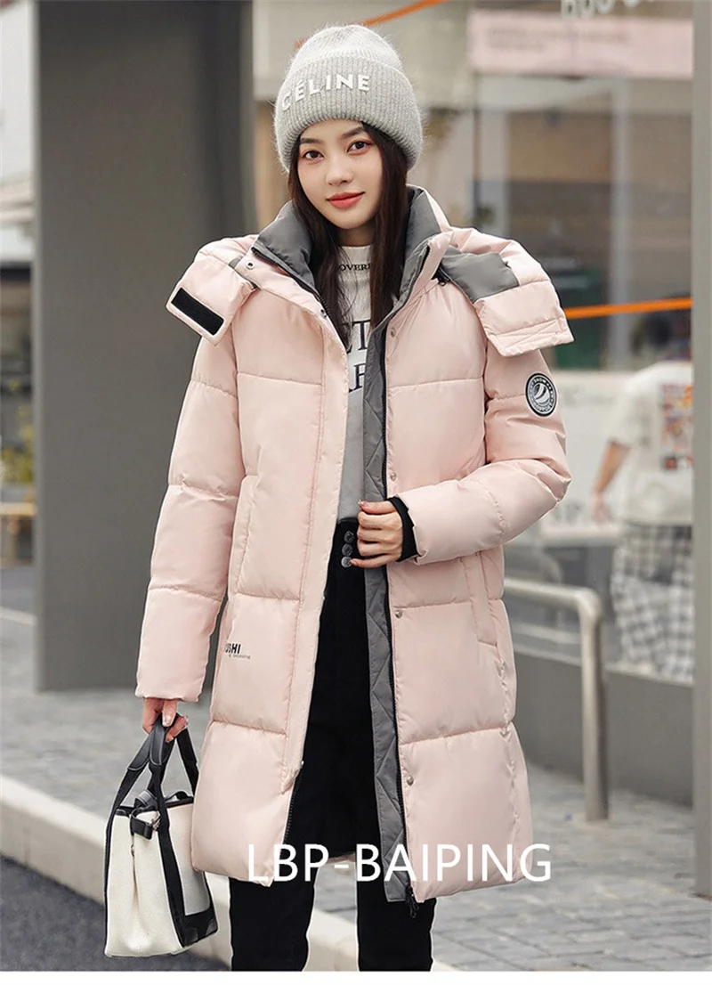 2026 New Winter Jacket Women Parka Fashion Hooded Thick Warm Long Down Cotton Coat Parkas Female Casual Outwear Overcoat Ladies