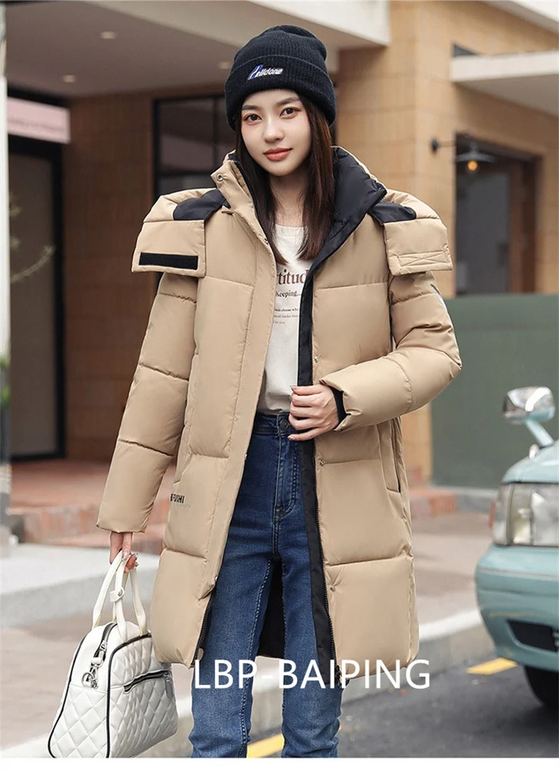 2026 New Winter Jacket Women Parka Fashion Hooded Thick Warm Long Down Cotton Coat Parkas Female Casual Outwear Overcoat Ladies