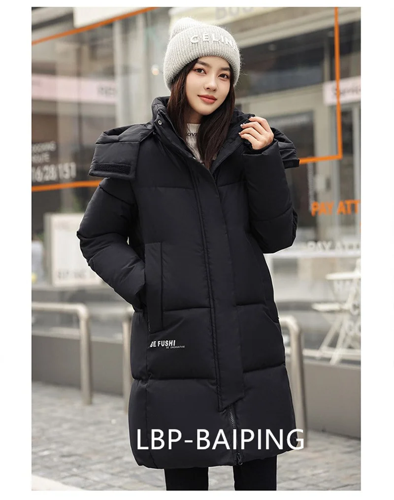 2026 New Winter Jacket Women Parka Fashion Hooded Thick Warm Long Down Cotton Coat Parkas Female Casual Outwear Overcoat Ladies