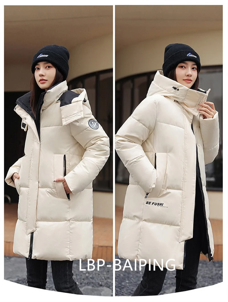 2026 New Winter Jacket Women Parka Fashion Hooded Thick Warm Long Down Cotton Coat Parkas Female Casual Outwear Overcoat Ladies