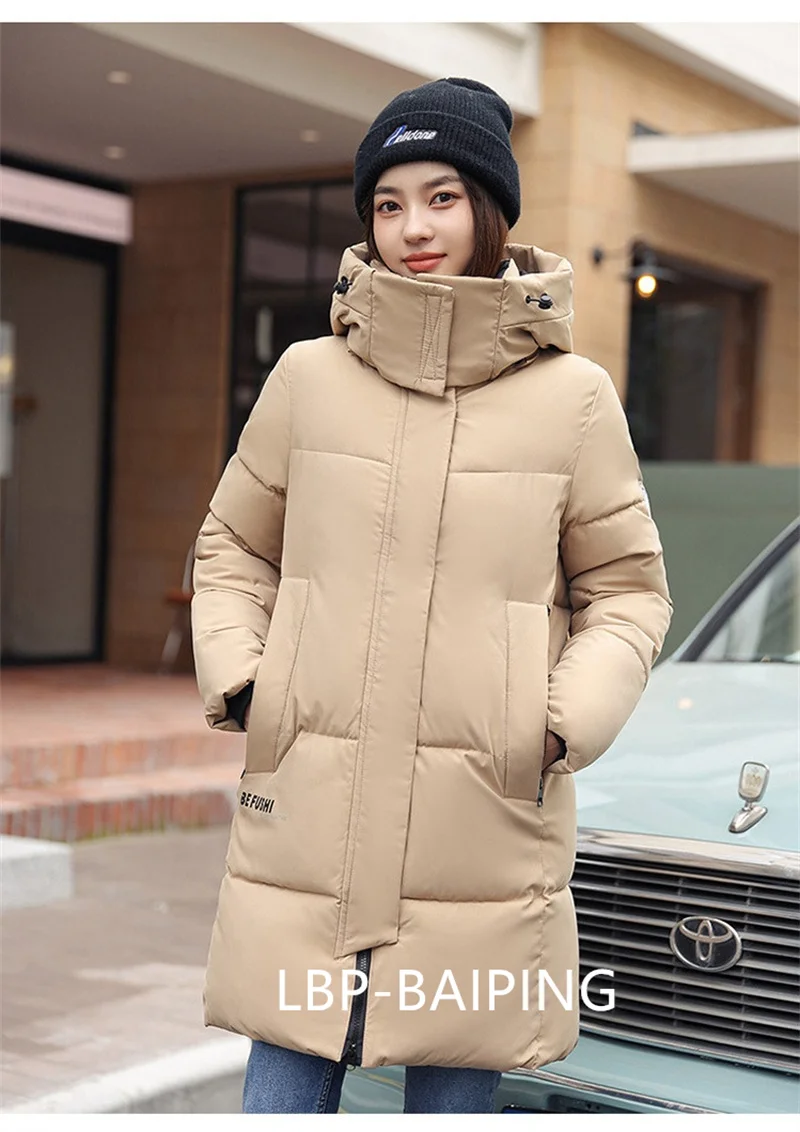 2026 New Winter Jacket Women Parka Fashion Hooded Thick Warm Long Down Cotton Coat Parkas Female Casual Outwear Overcoat Ladies