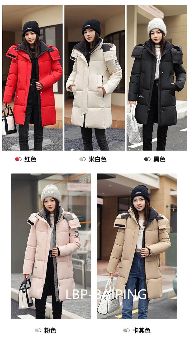 2026 New Winter Jacket Women Parka Fashion Hooded Thick Warm Long Down Cotton Coat Parkas Female Casual Outwear Overcoat Ladies