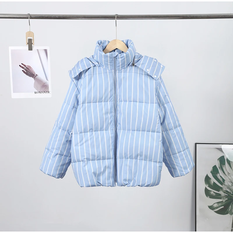 Casual Stripe Women's Padded Jacket Fashion Hooded Zipper Warm Thicken Lady Coats 2025 Autumn Winter Female Street Outwear New