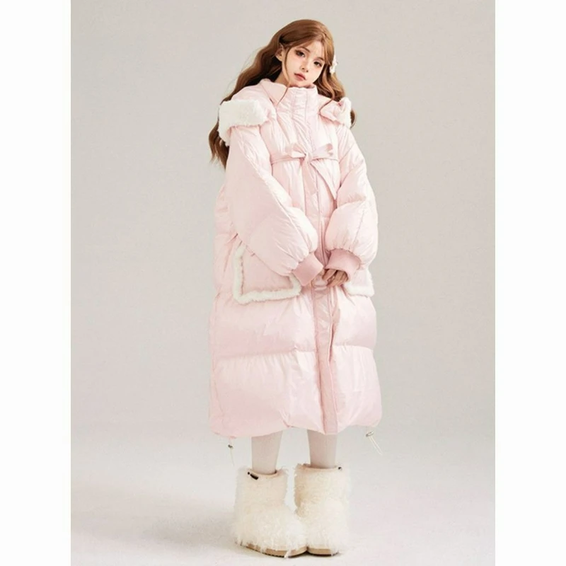 2026 Winter New Fashion Design Loose Thick Cotton Outerwear Christmas Sweet Mid-length Cotton-padded Jacket for College Students