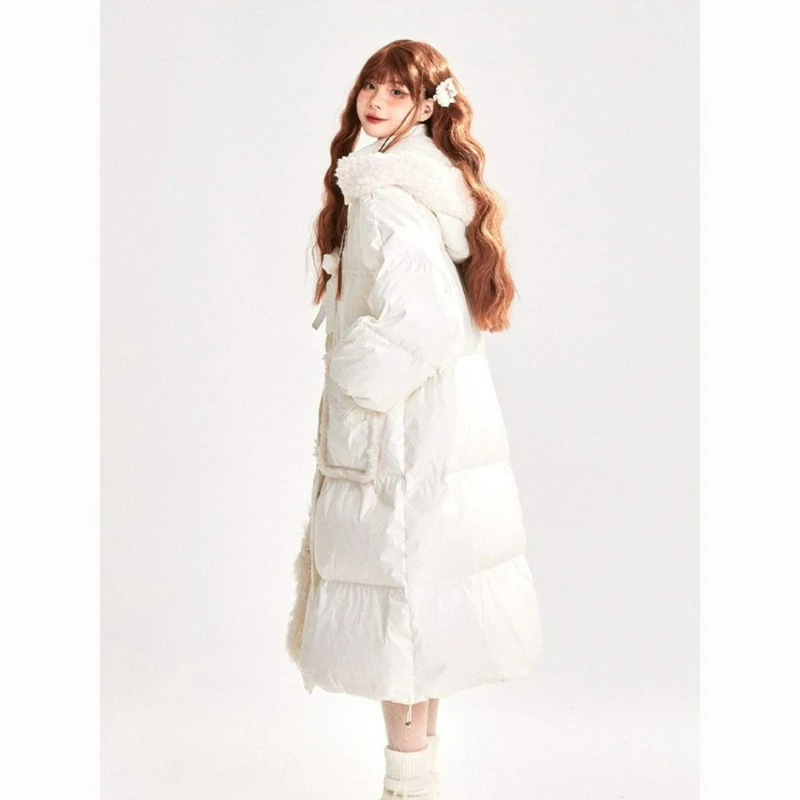 2026 Winter New Fashion Design Loose Thick Cotton Outerwear Christmas Sweet Mid-length Cotton-padded Jacket for College Students