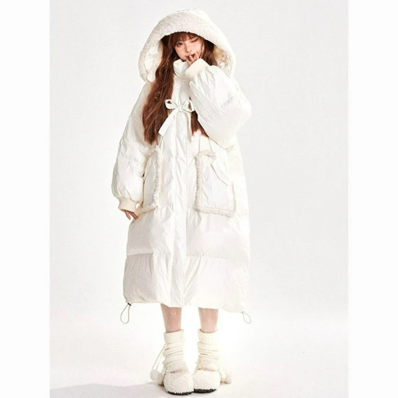 2026 Winter New Fashion Design Loose Thick Cotton Outerwear Christmas Sweet Mid-length Cotton-padded Jacket for College Students