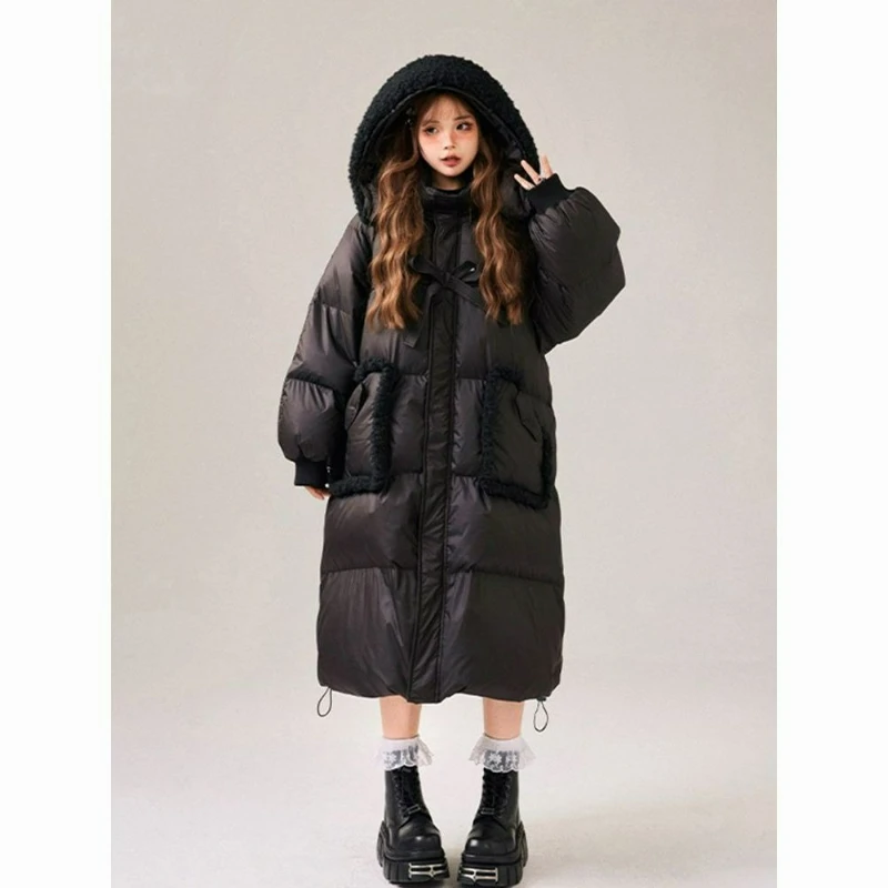 2026 Winter New Fashion Design Loose Thick Cotton Outerwear Christmas Sweet Mid-length Cotton-padded Jacket for College Students