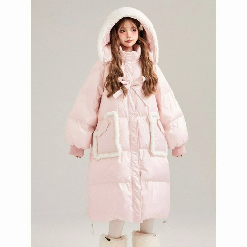 2026 Winter New Fashion Design Loose Thick Cotton Outerwear Christmas Sweet Mid-length Cotton-padded Jacket for College Students