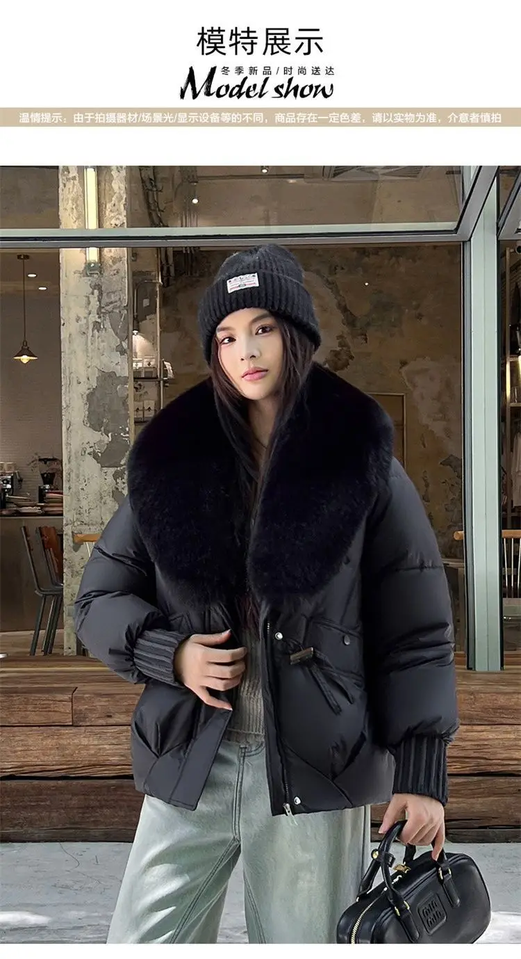 Women Winter Large Fur Collar Warm Thicken Cotton Padded Jacket 2025 New Women Loose Bread Coat Women Cotton Coat Winter Outwear