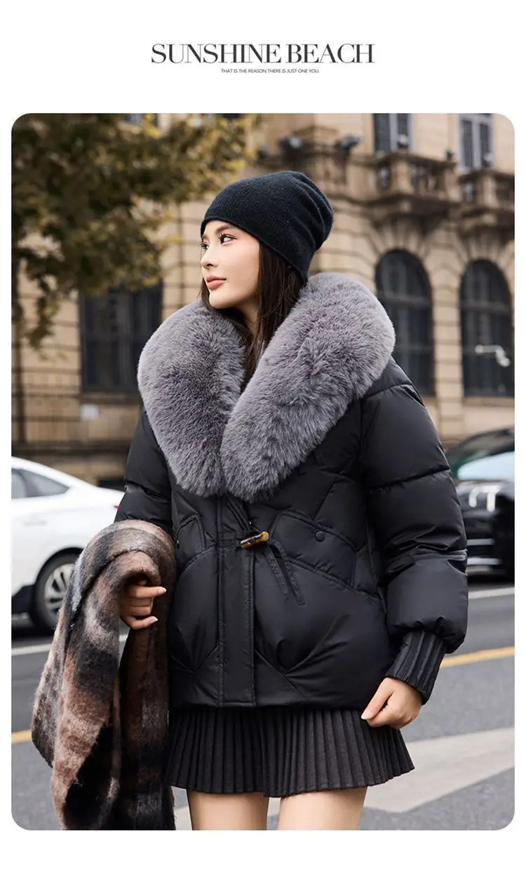 Women Winter Large Fur Collar Warm Thicken Cotton Padded Jacket 2025 New Women Loose Bread Coat Women Cotton Coat Winter Outwear