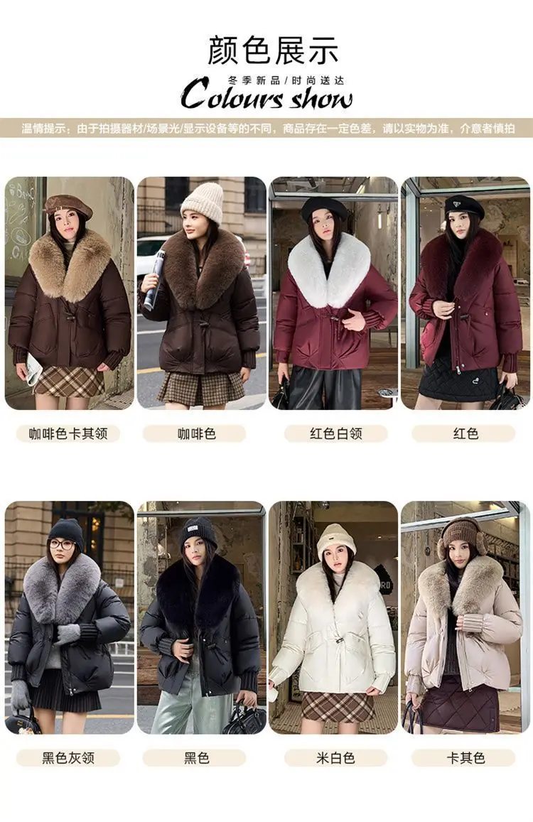 Women Winter Large Fur Collar Warm Thicken Cotton Padded Jacket 2025 New Women Loose Bread Coat Women Cotton Coat Winter Outwear
