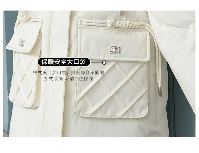 Korean Fashion Autumn Winter 2025 New Women's Down Cotton Jacket Fashion Hooded Leisure Coat Mid length Women Overcoat