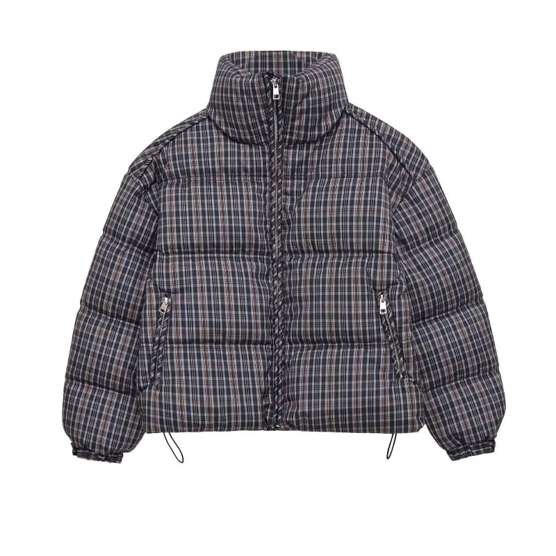 Casual Plaid Cotton Jacket For Woman Long Sleeves Loose Zipper Coats With Pocket Casual Street Versatile Winter New Warm Jacket