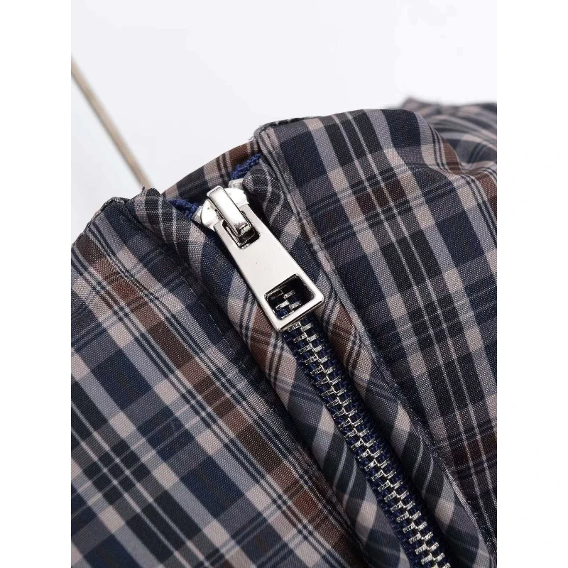 Casual Plaid Cotton Jacket For Woman Long Sleeves Loose Zipper Coats With Pocket Casual Street Versatile Winter New Warm Jacket