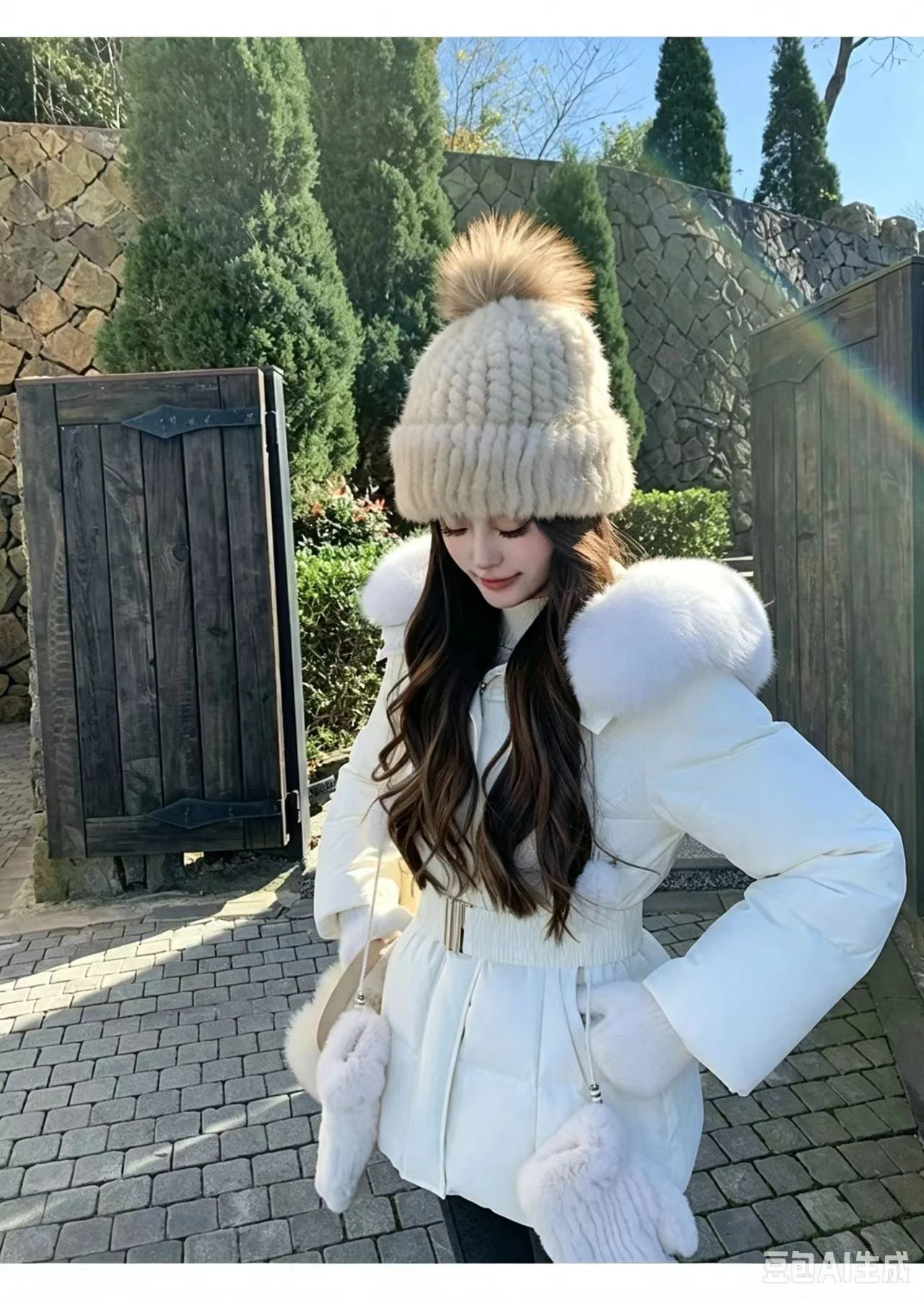 Korean Fashion Women's Solid Color Hooded Fur Collar Thin Cotton Clothes Down Jacket Women's Winter Long-sleeved Versatile Coat